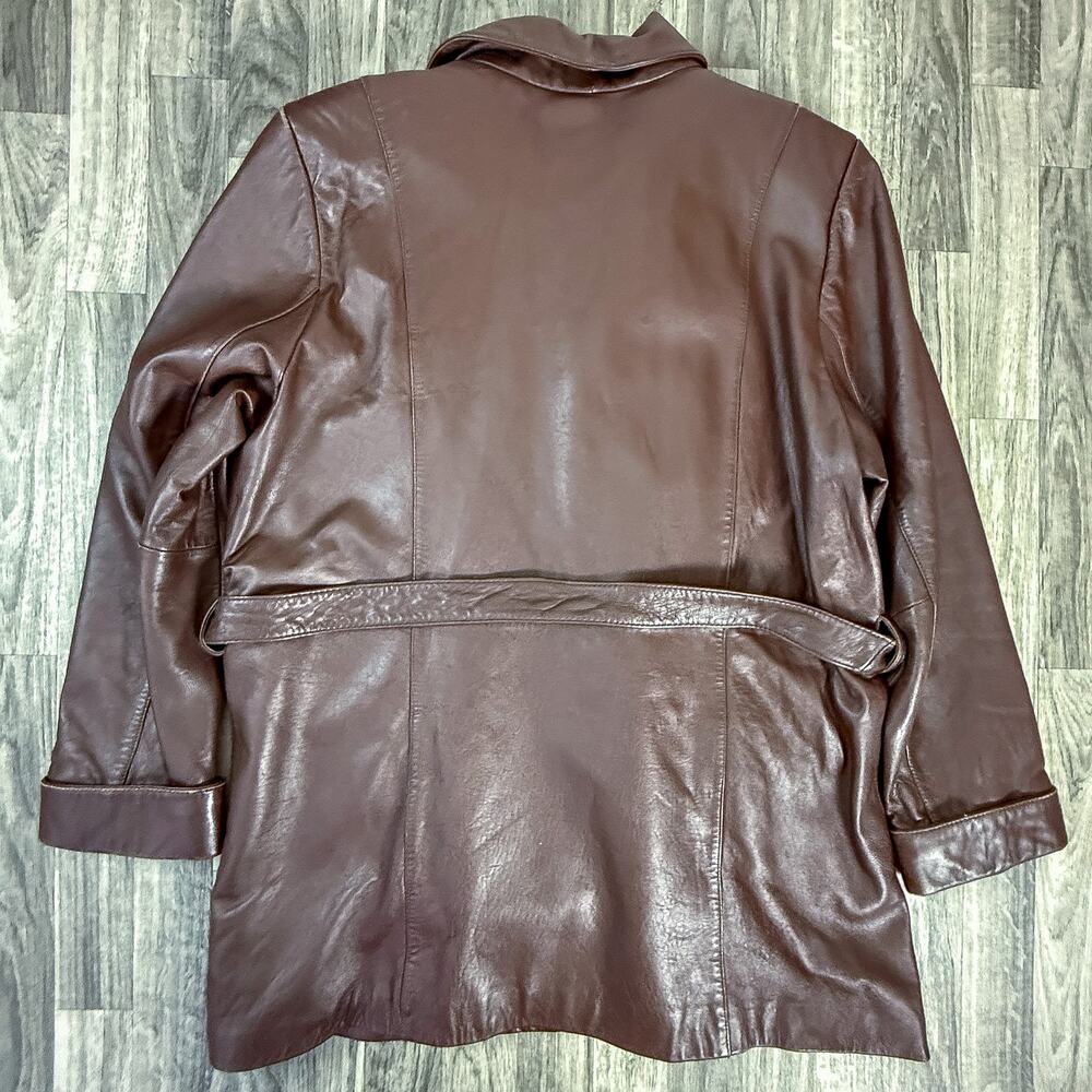 Wilsons Leather Brown Leather Belted Jacket Coat XL Thinsulate Insulated